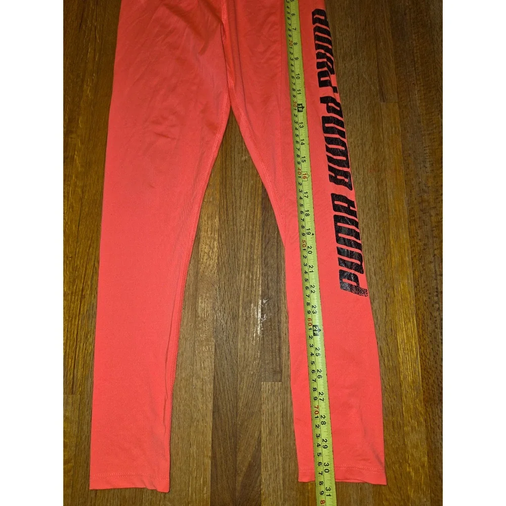 Puma Girls Medium 8-10 Neon Pink Coral Athletic Leggings Logo Graphic Pants